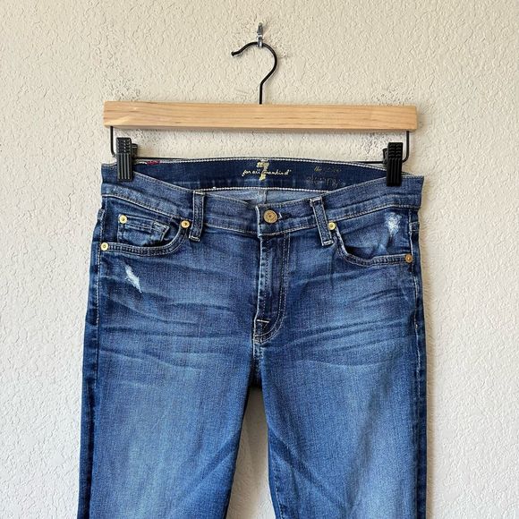 7 FOR ALL MANKIND Low Rise The Ankle Skinny Jeans Distressed - Picture 2 of 11